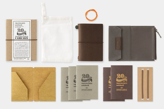 TRAVELER'S Notebook - Card Size - 20th Anniversary Set - Brown (PRE-ORDER, Limit 1 per person)