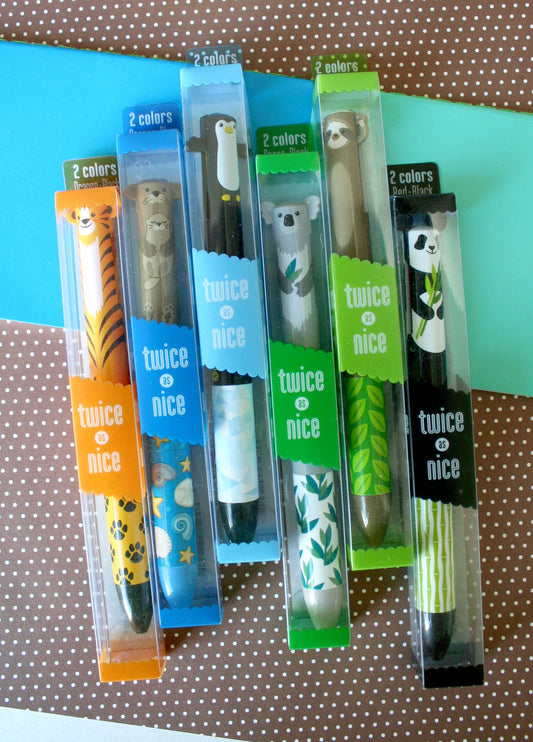 Twice As Nice Cute Creatures 2 Color Click Pen - Panda
