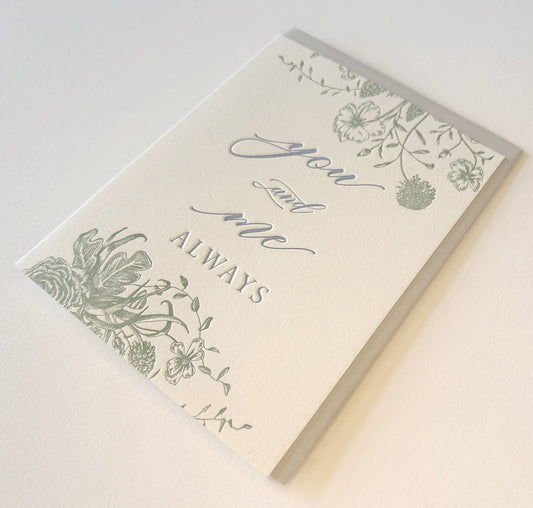 You and Me Always Letterpress Greeting Card