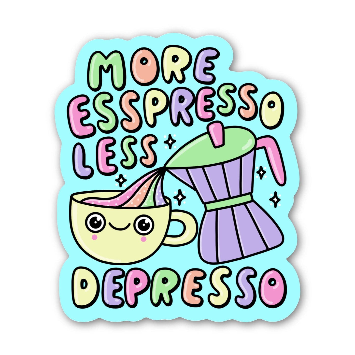 "More esspresso less depresso" Positivity Sticker