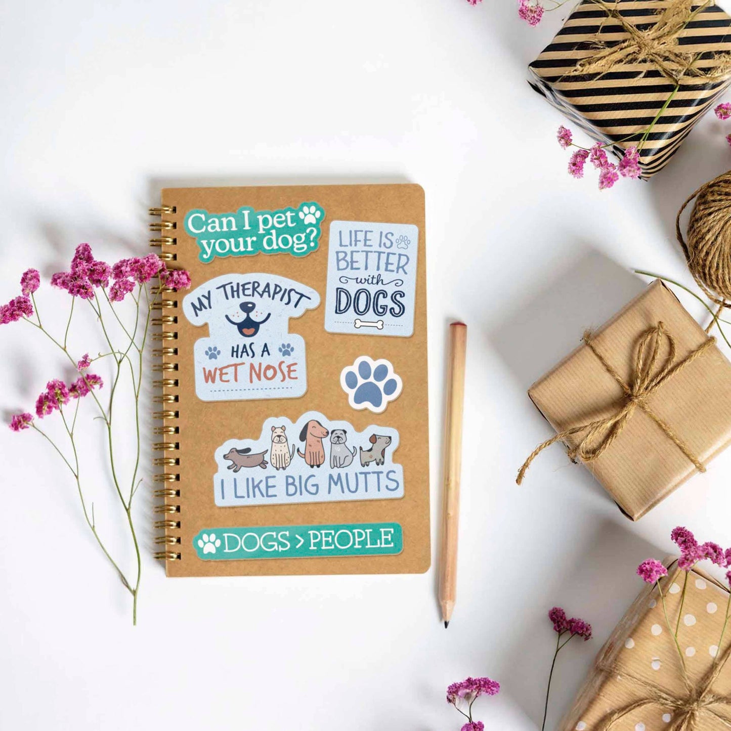 Dog Sticker Sheet - Set of 6 Mini Pet Decals w/ Hanger
