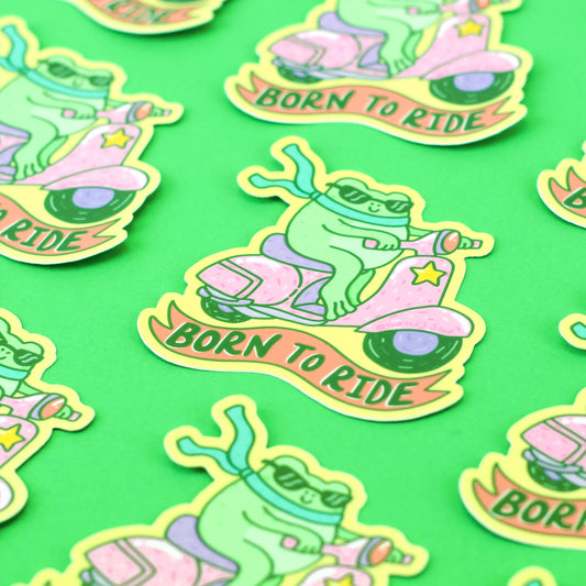 Born to Ride Frog Motorcycle Funny Car Decal Vinyl Sticker