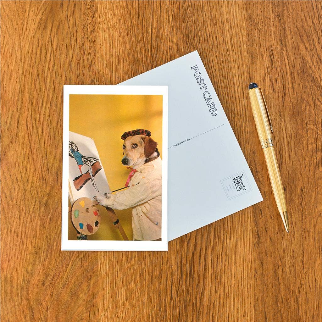 Postcard NP-196 Dog at Easel
