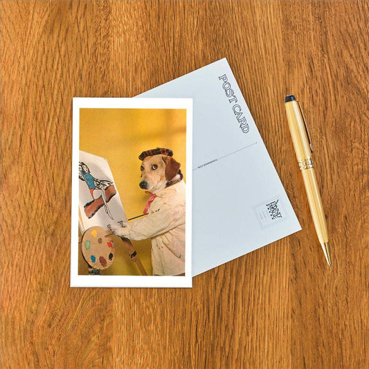 Postcard NP-196 Dog at Easel