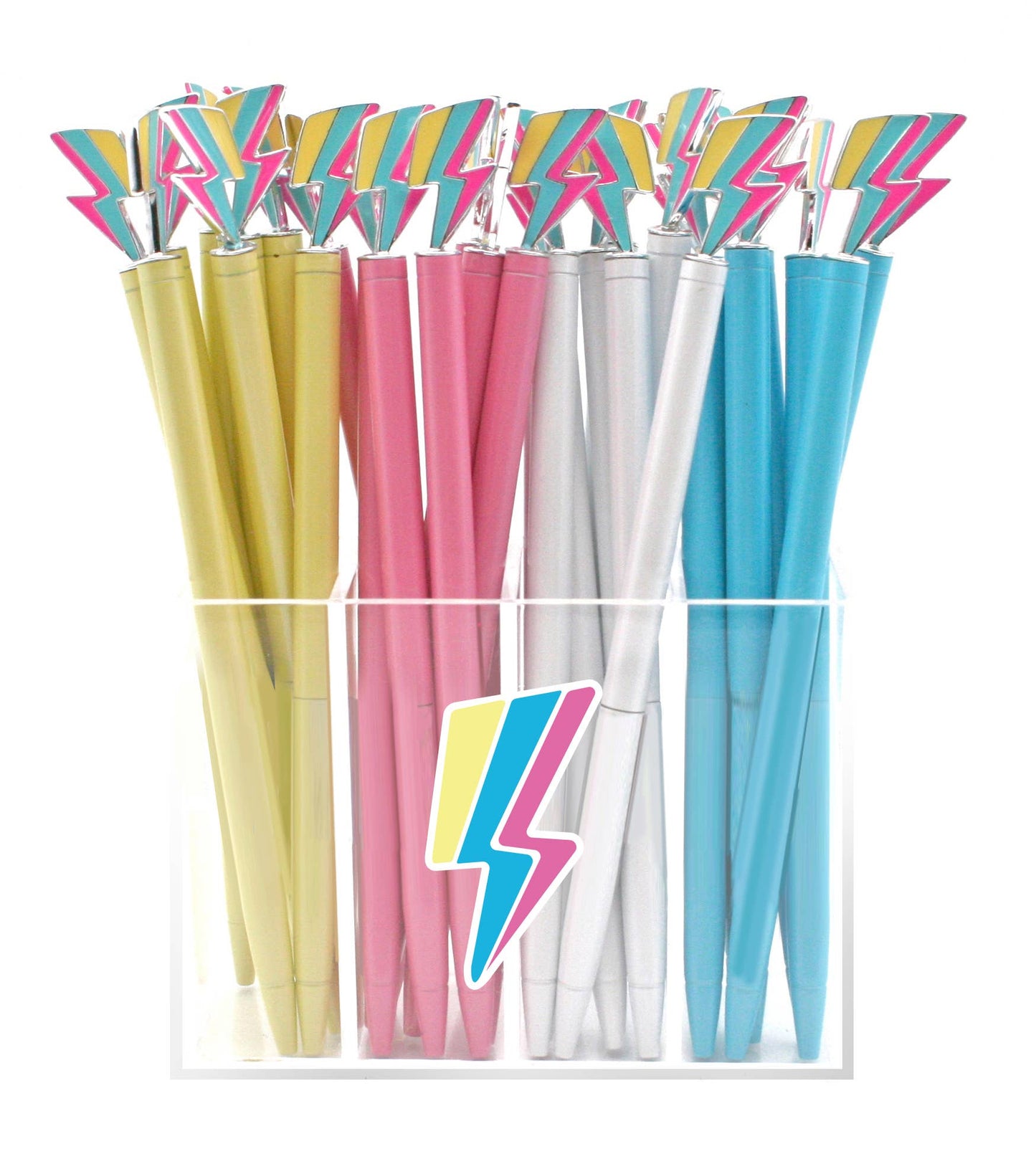 ENAMEL LIGHTNING BOLT CHARM PENS - Pearl White