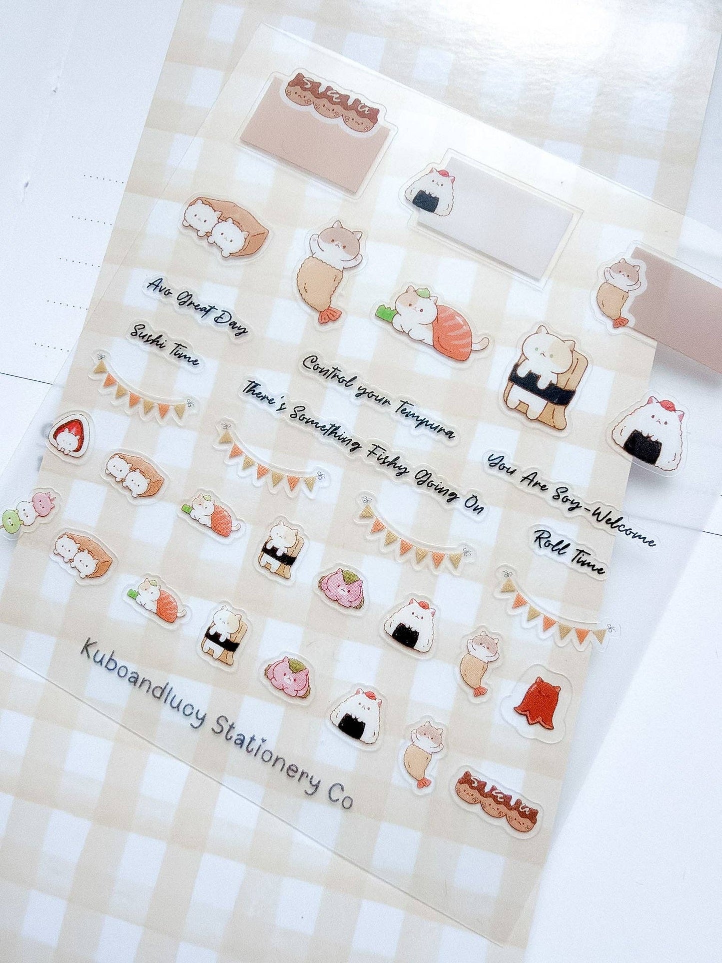 Kuboandlucy Stationery Co | Sushi Cat Clear Sticker Sheet
