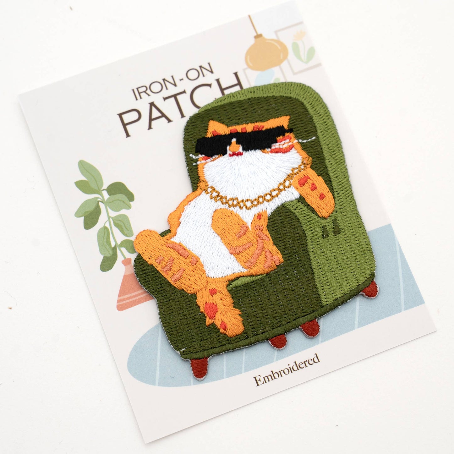 Relaxed Cat Iron On Patch - Chill Kitty Embroidered