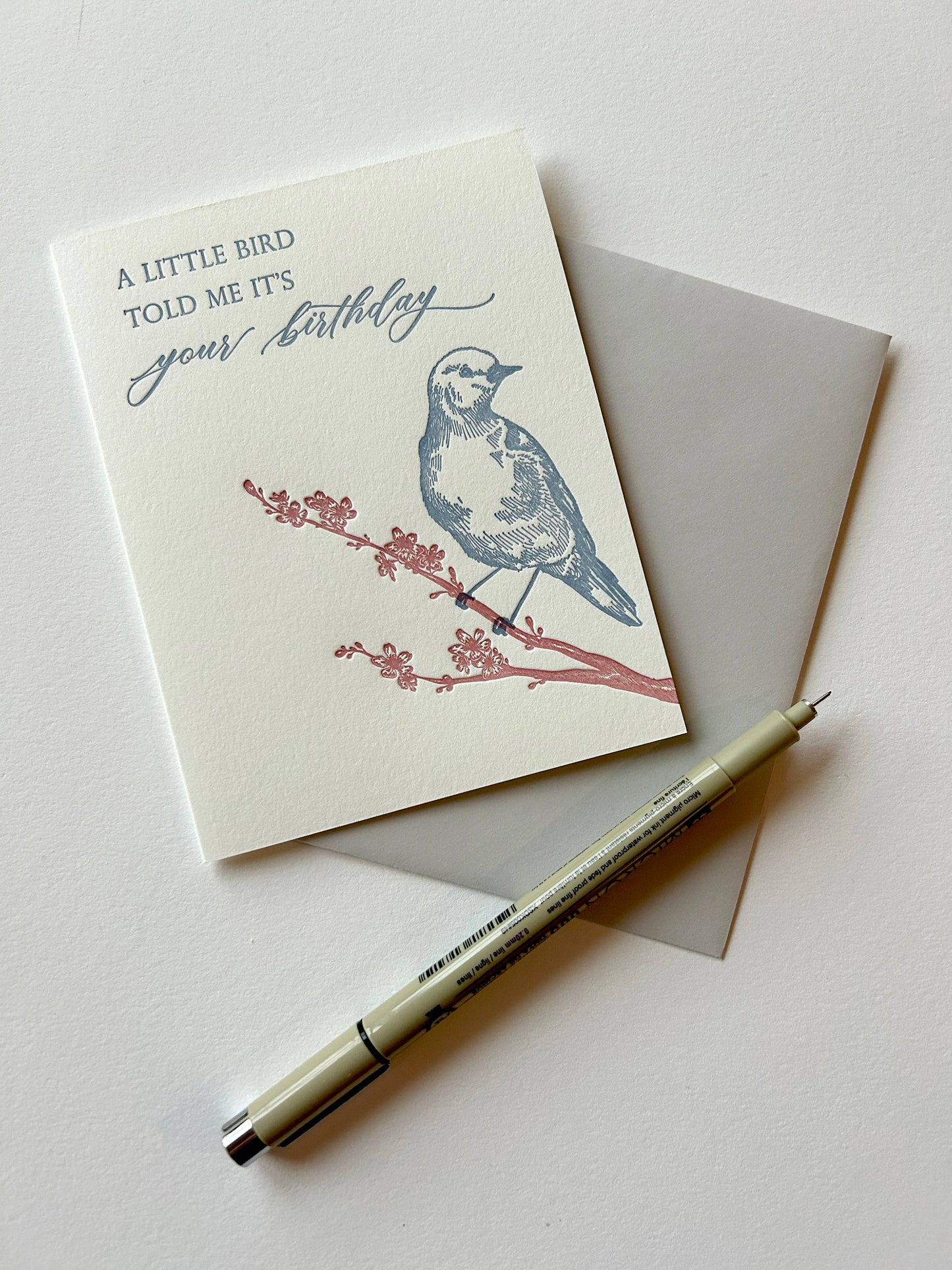 Bird Birthday Card Letterpress Greeting Card