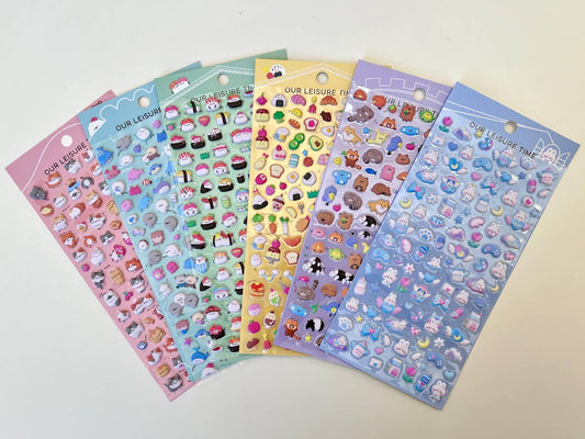 Tiny Animal Food Court Puffy Assorted Stickers