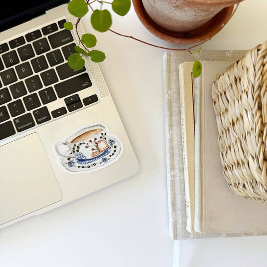Blue teacup sticker
