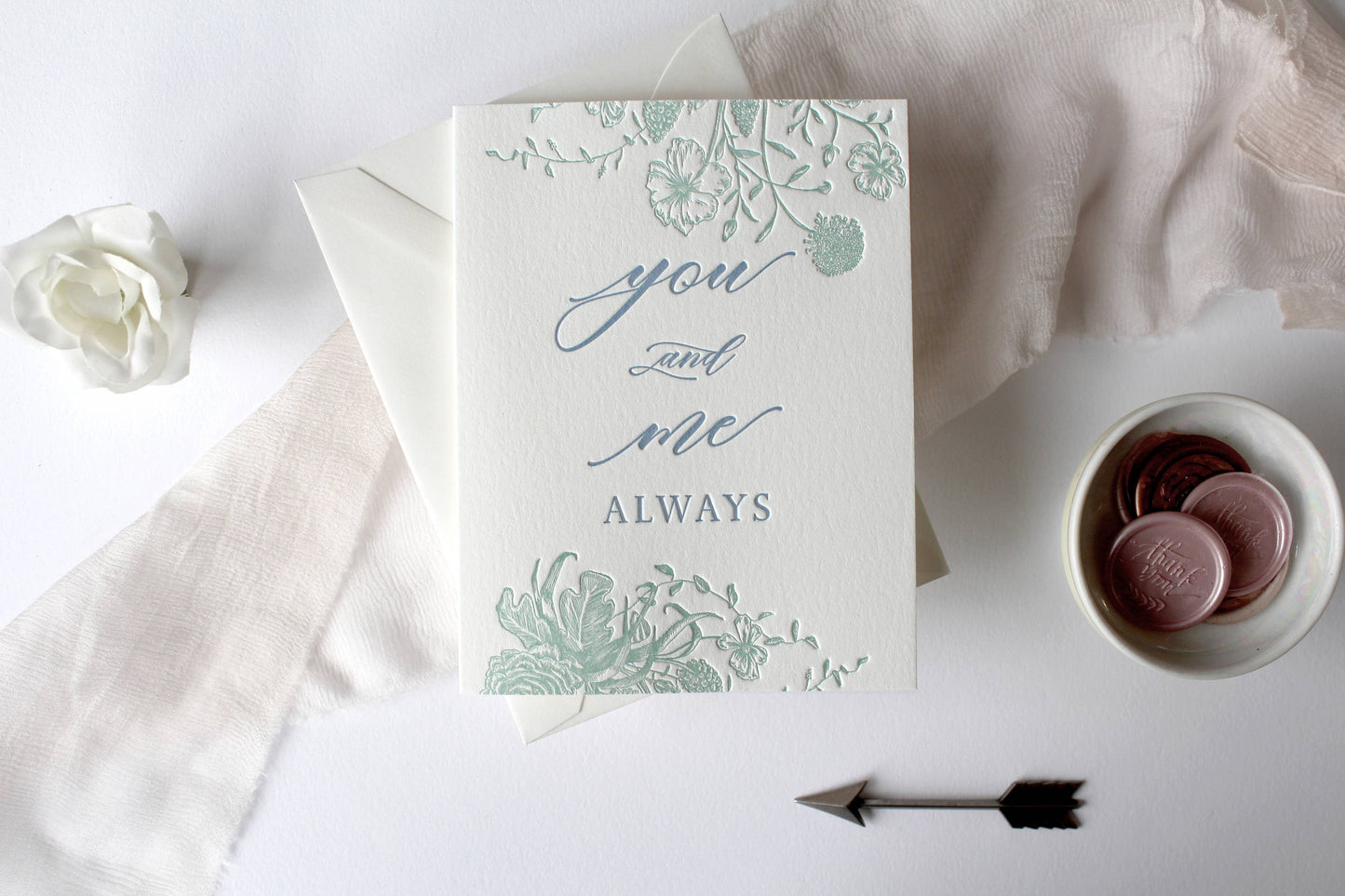 You and Me Always Letterpress Greeting Card