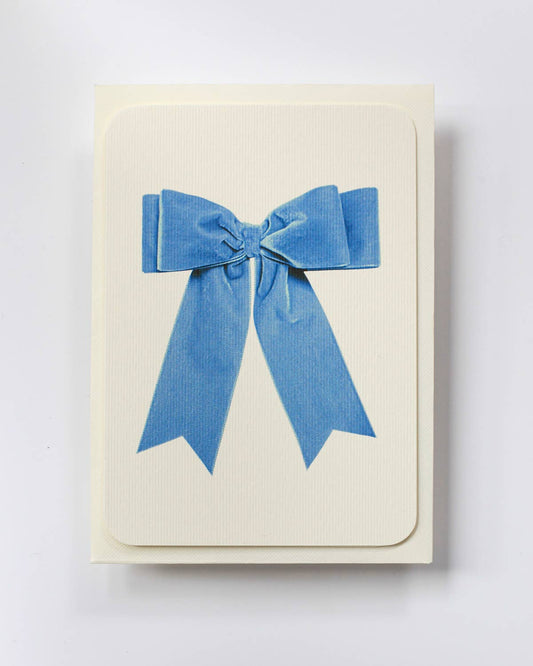 Baby Blue Velvet Bow Greeting Card | Birthday Card