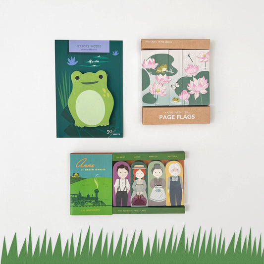 Frog sticky notes pad in teal with green frog design, 50 sheets