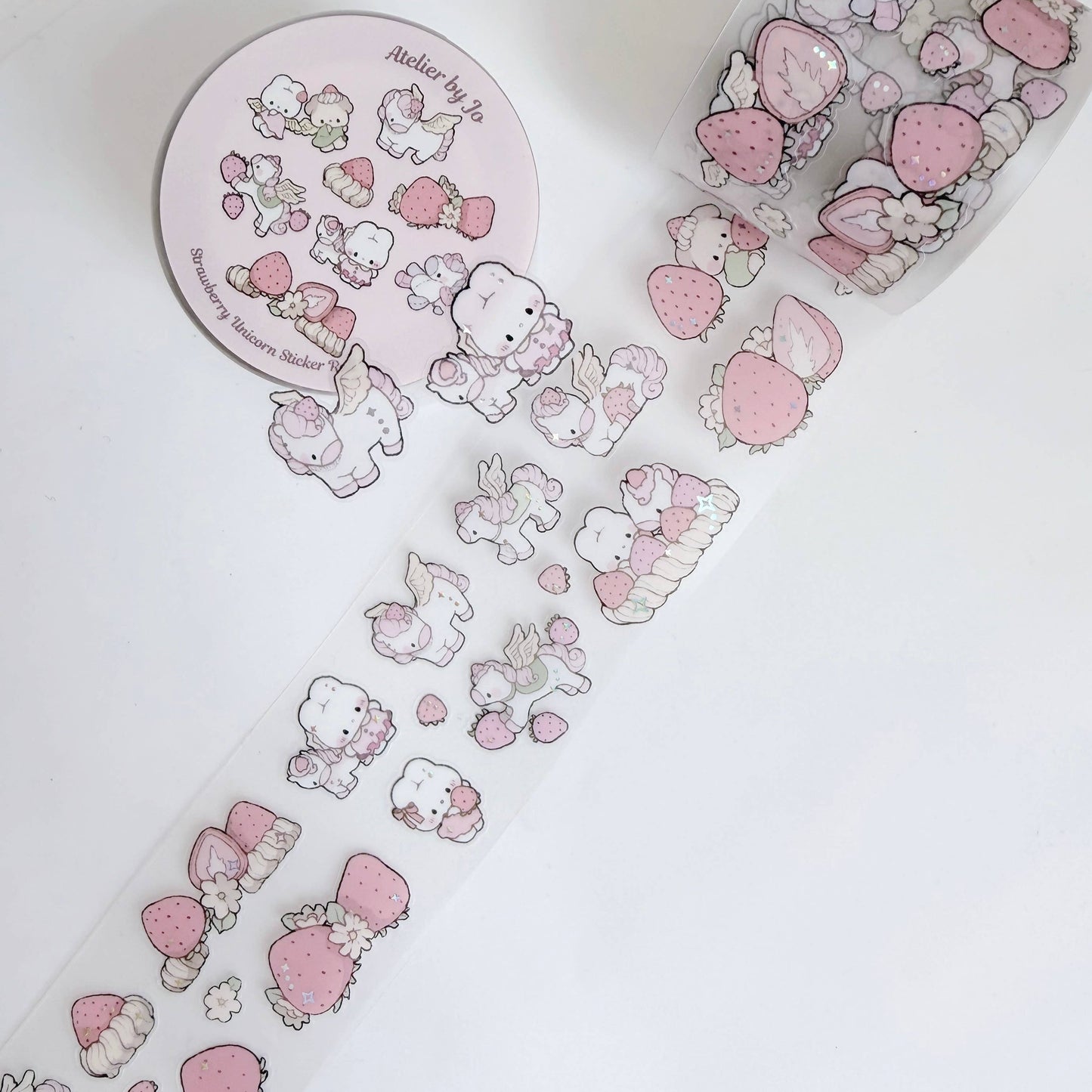 Pink Strawberry and Unicorn Sticker Roll