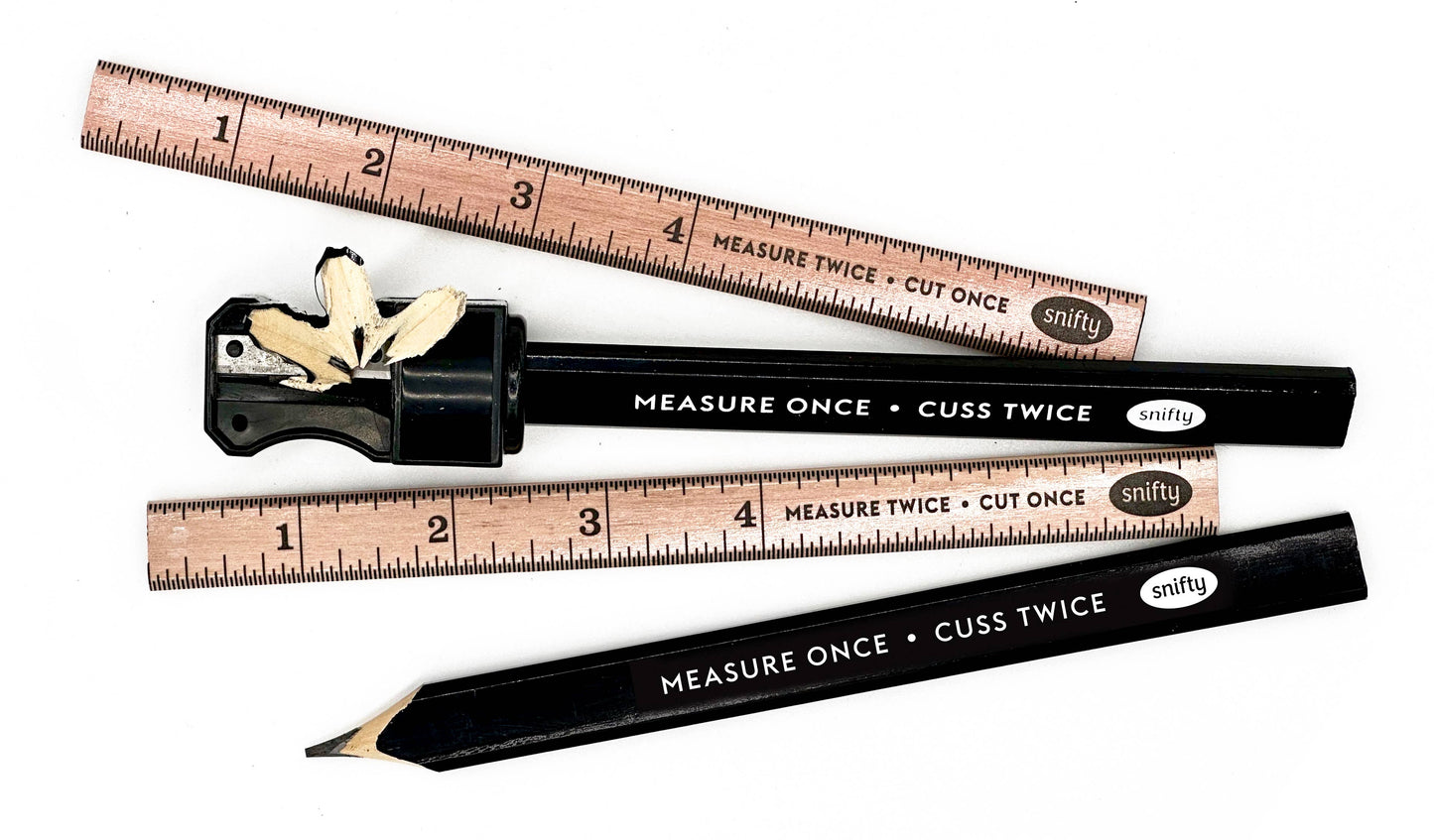 WOOD + WORK - 8 Carpenter Pencils/Sharpener Set