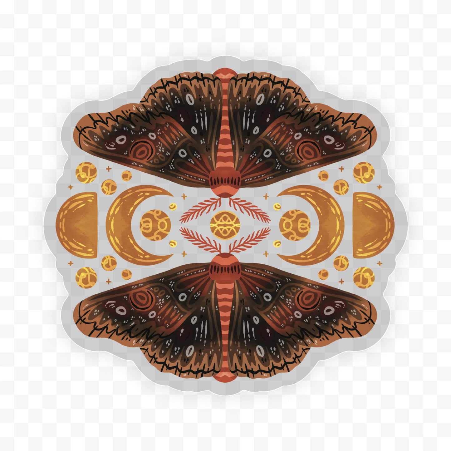 Moth and Moon Clear Sticker
