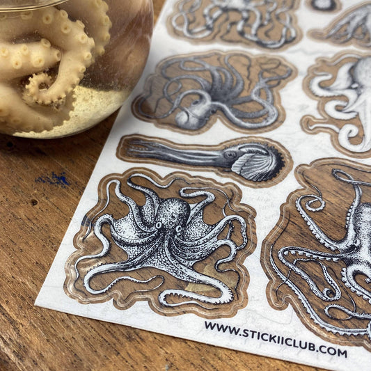 B&W Octopuses Sticker Sheet