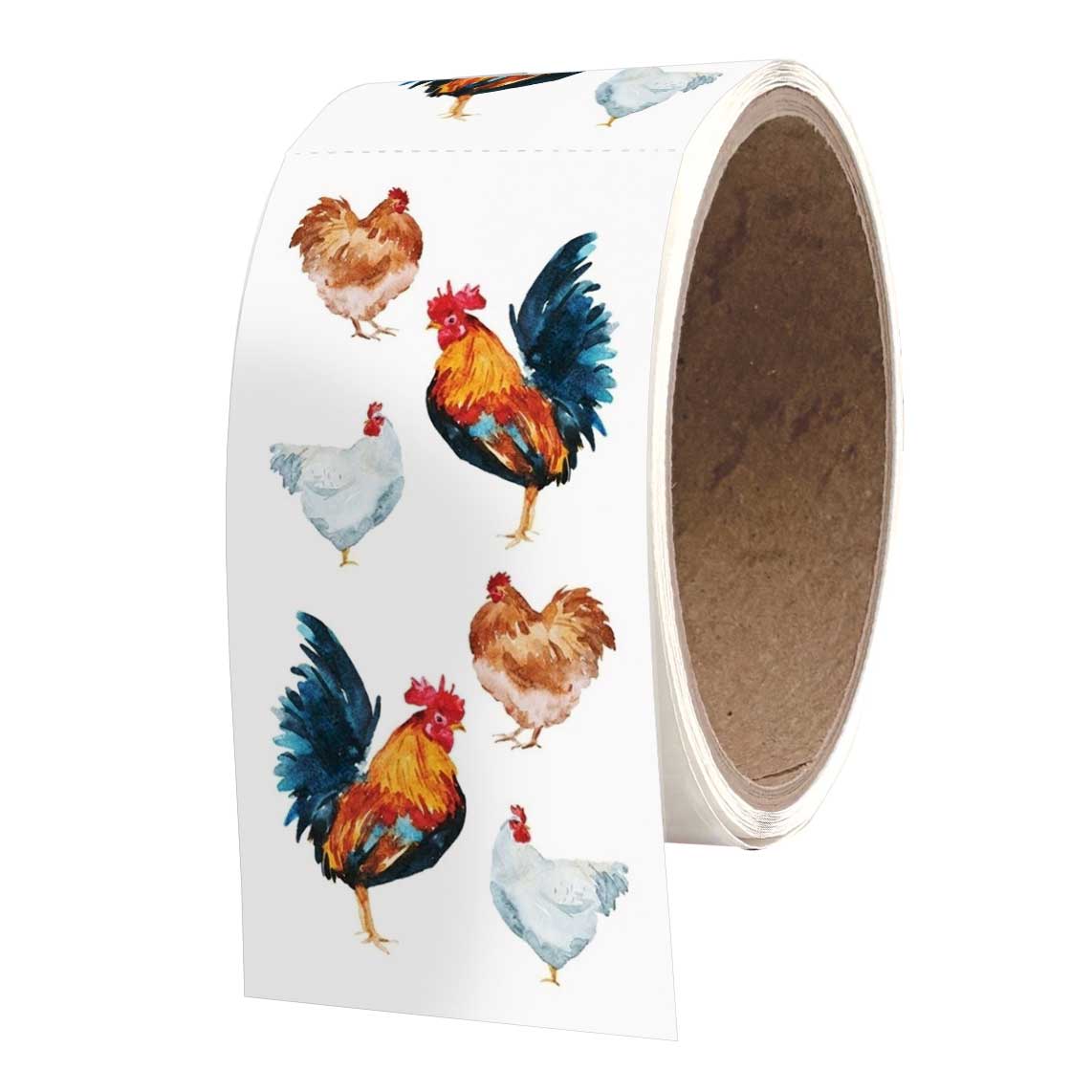 Watercolor Chickens 2x4 Sticker Sheet