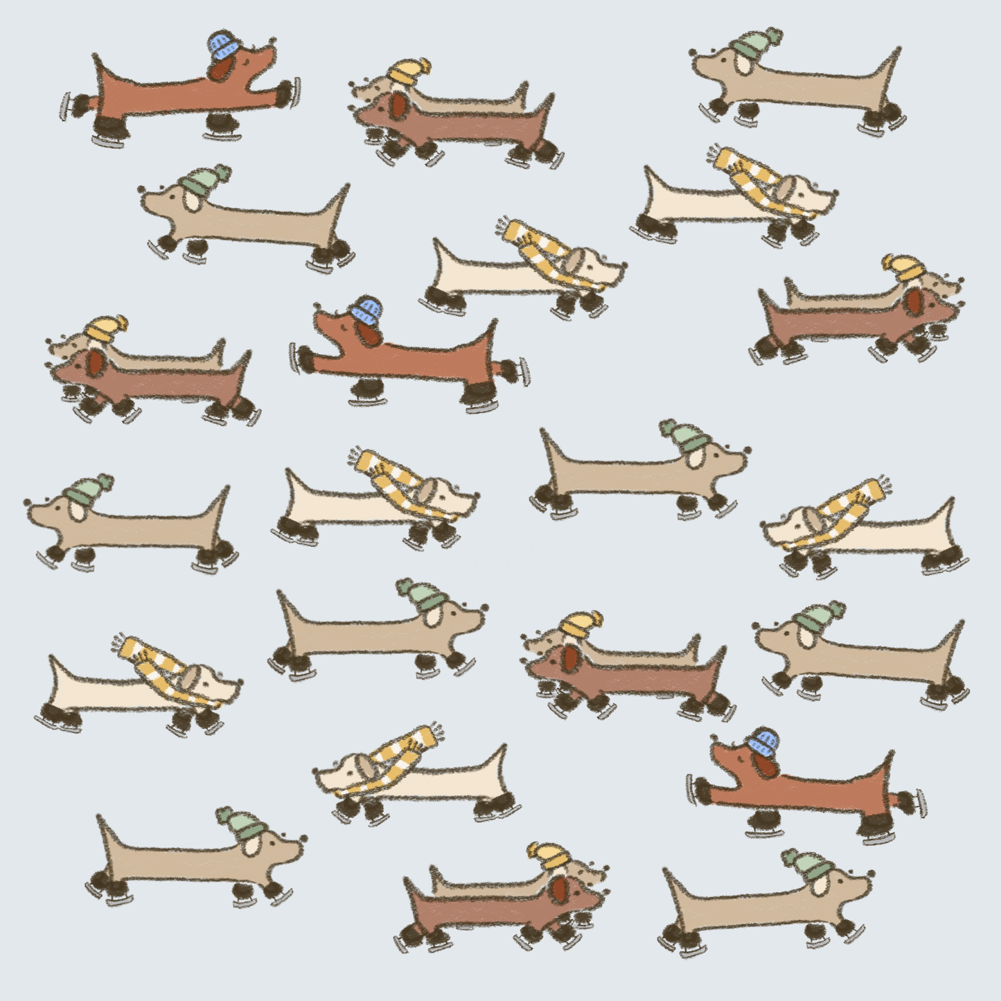 Ice skating dogs washi sticker sheet
