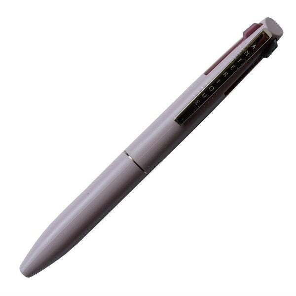 Anterique mini ballpoint pen, hazy pink barrel with gold clip and maroon tip
