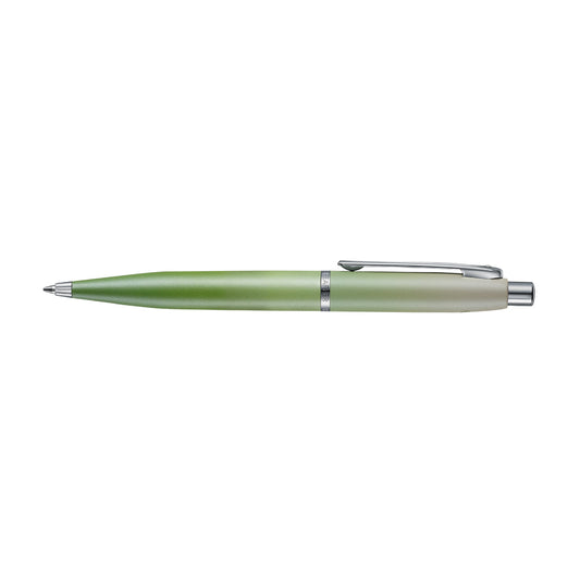Sheaffer Matcha VFM ballpoint pen, side view in green with silver trim and tip