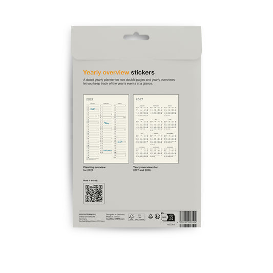 Leuchtturm 1917 - Planner Stickers 2027, Yearly Overviews A5