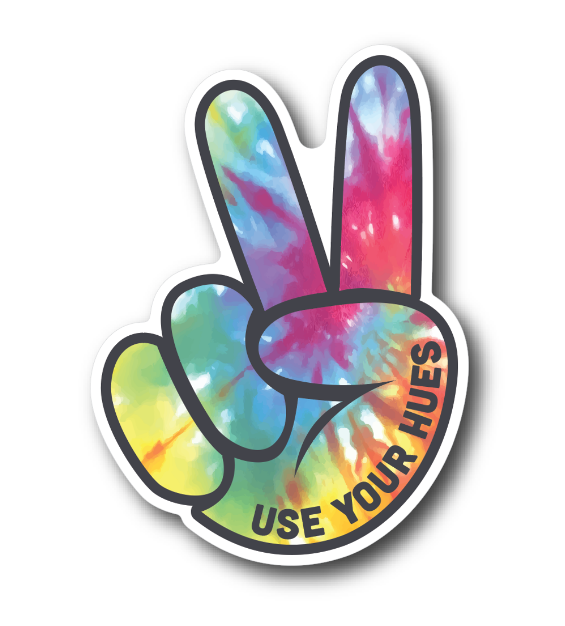 Inky Fingers "Use Your Hues" Tie Dye Peace Sign Sticker