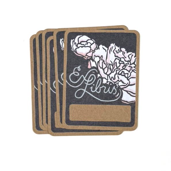 Bookplate Sticker Pack of 6 - PEONY