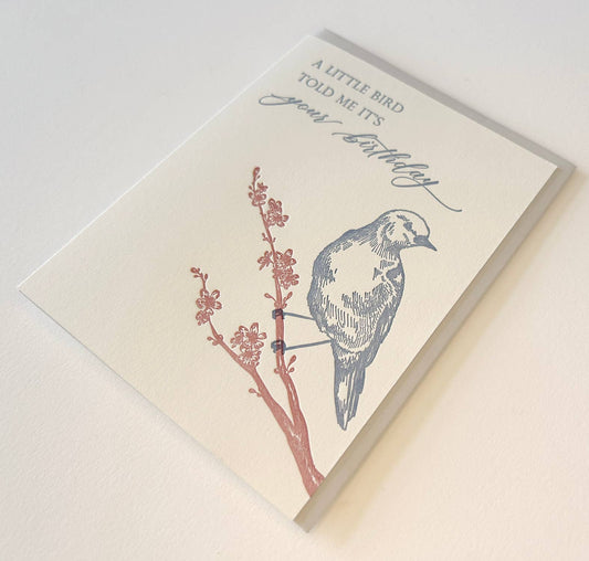 Bird Birthday Card Letterpress Greeting Card