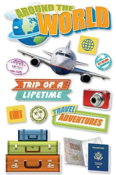 Scrapbook Stickers - 3D World Travel