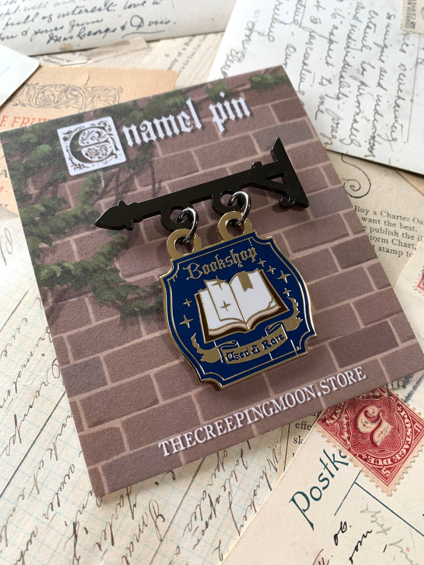 Bookshop shop sign enamel pin