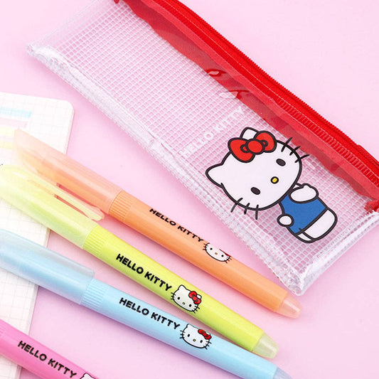 Sanrio Soft Touch Pastel Highlighter Set (4 Colors + Pouch)