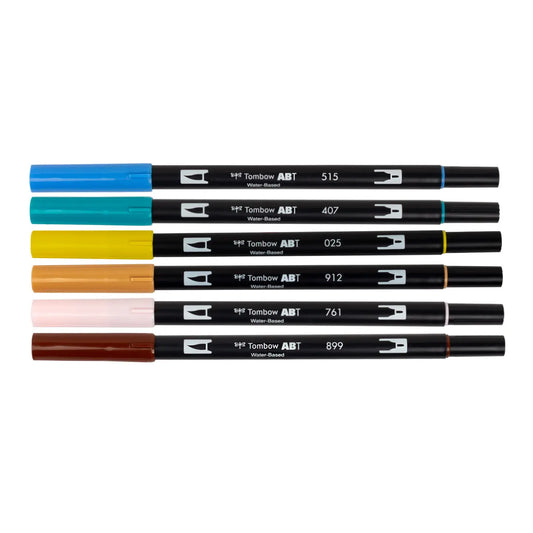 Dual Brush Pen Art Markers - Manga Illustration Bird 6-Pack