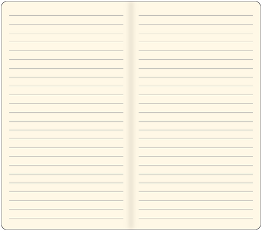 Lined paper refill pages with horizontal rules, two-page open layout