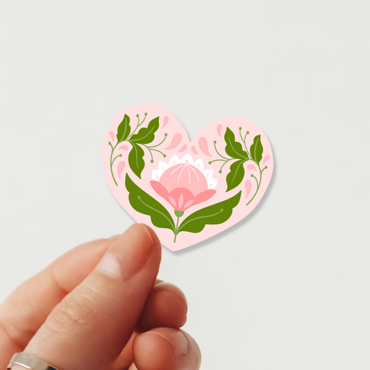 Floral Heart Waterproof Vinyl Sticker | Valentine's Day