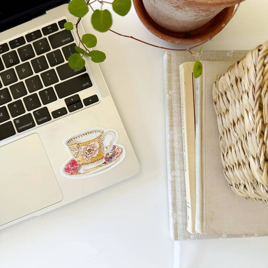 Yellow teacup sticker