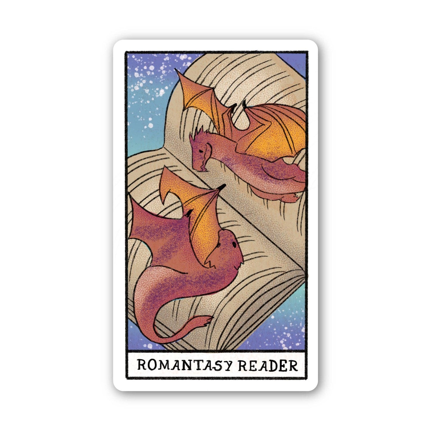 Romantasy Reader Book Tarot Card Sticker