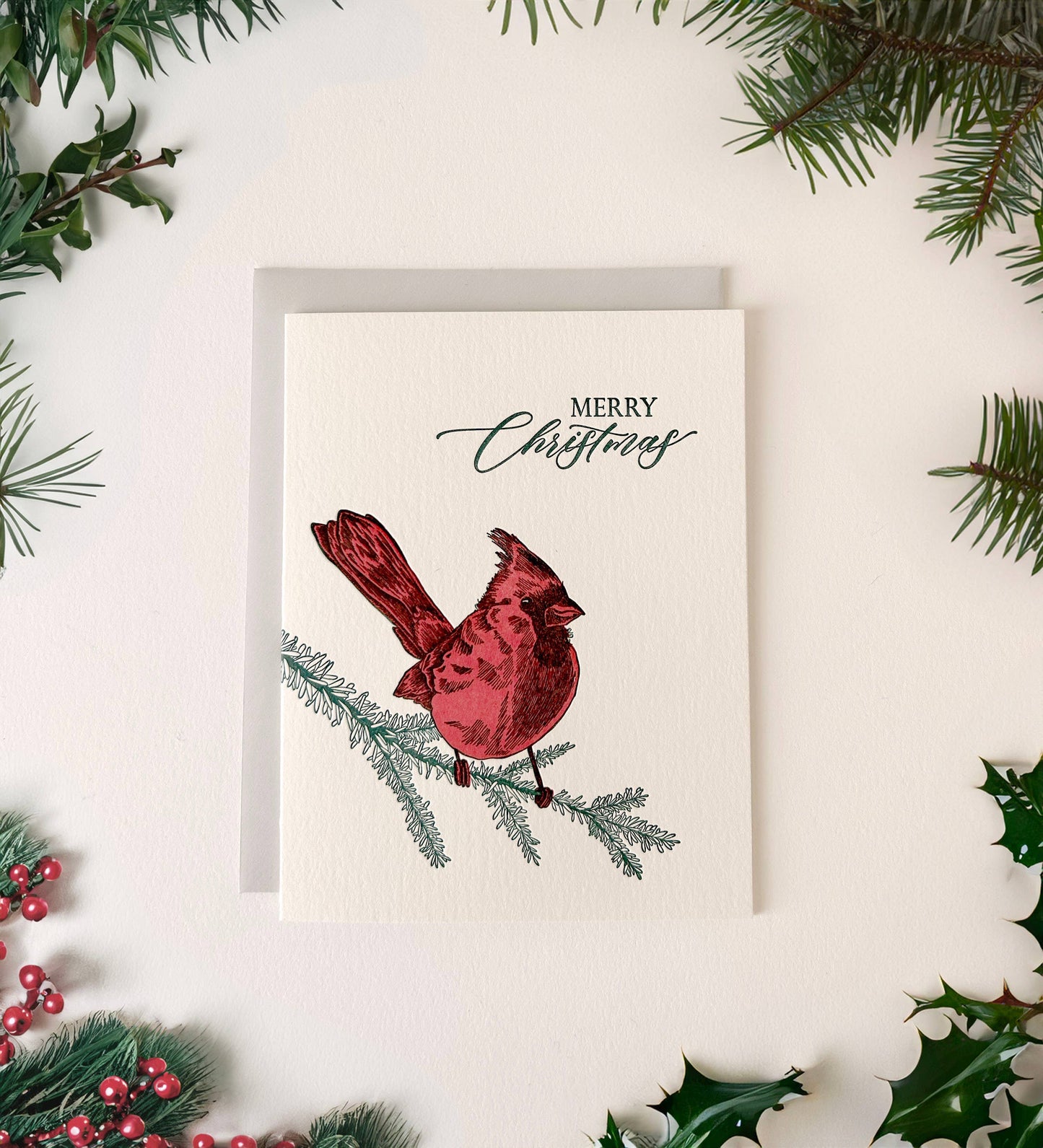 Merry Christmas Holiday Letterpress Greeting Card