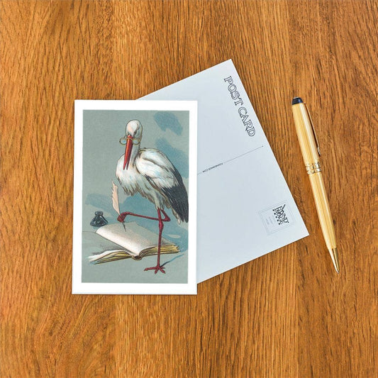 Postcard BY-86 Stork Preparing to Write