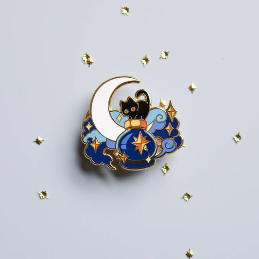 Enamel Pin - Deep Sky and a Black Cat
