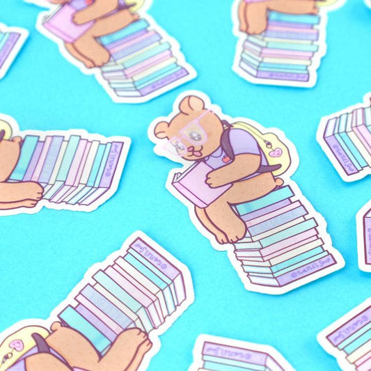 Book Bear Reading Is Fun School Animals Vinyl Sticker