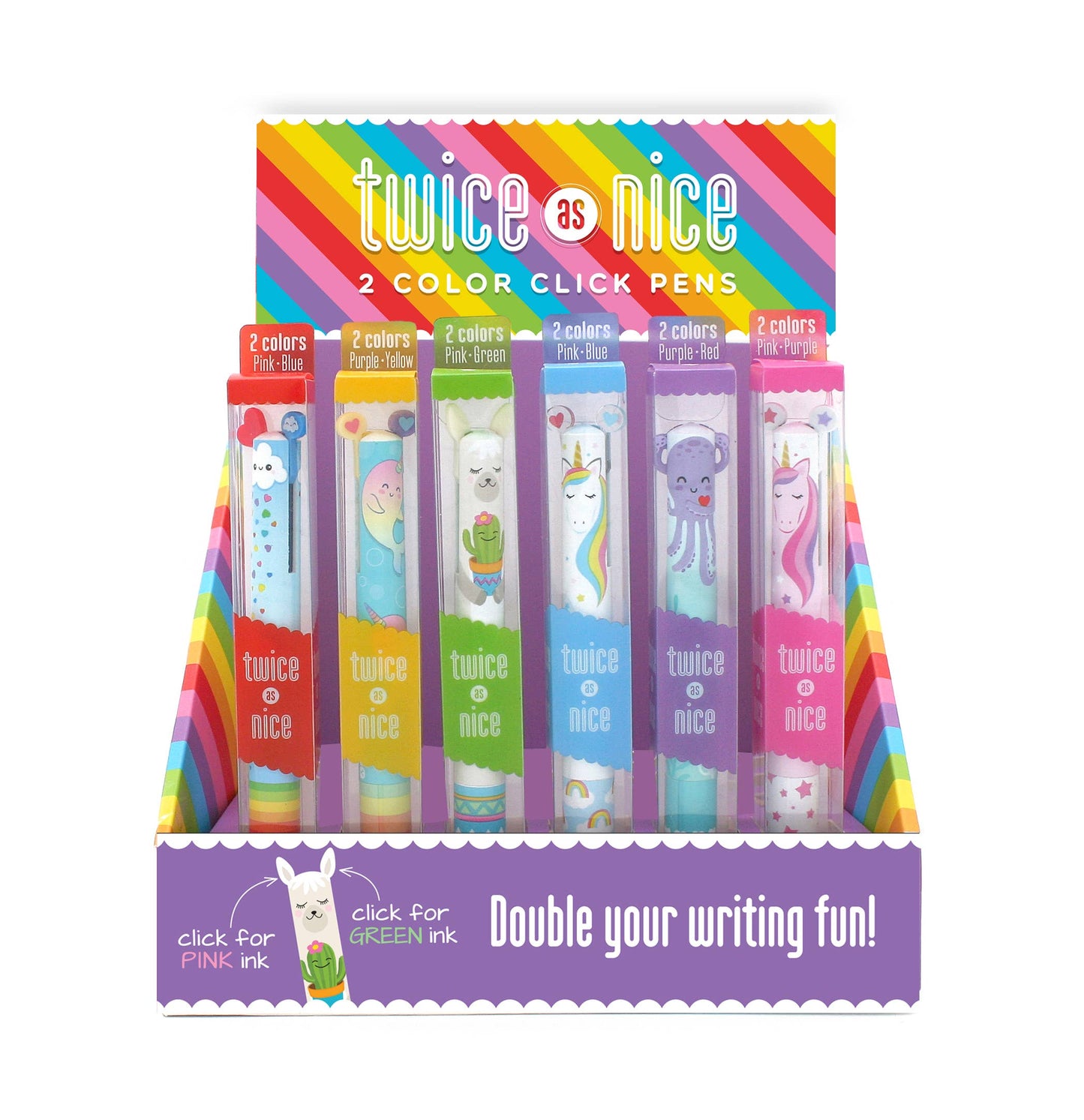 TWICE AS NICE RAINBOW 2 COLOR CLICK PEN - Nicest Narwhal