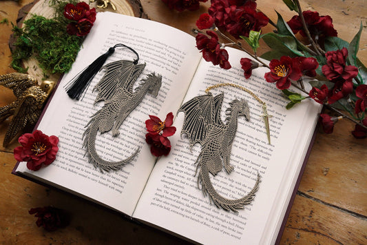 Gold and Black Dragon Faux Leather Bookmark