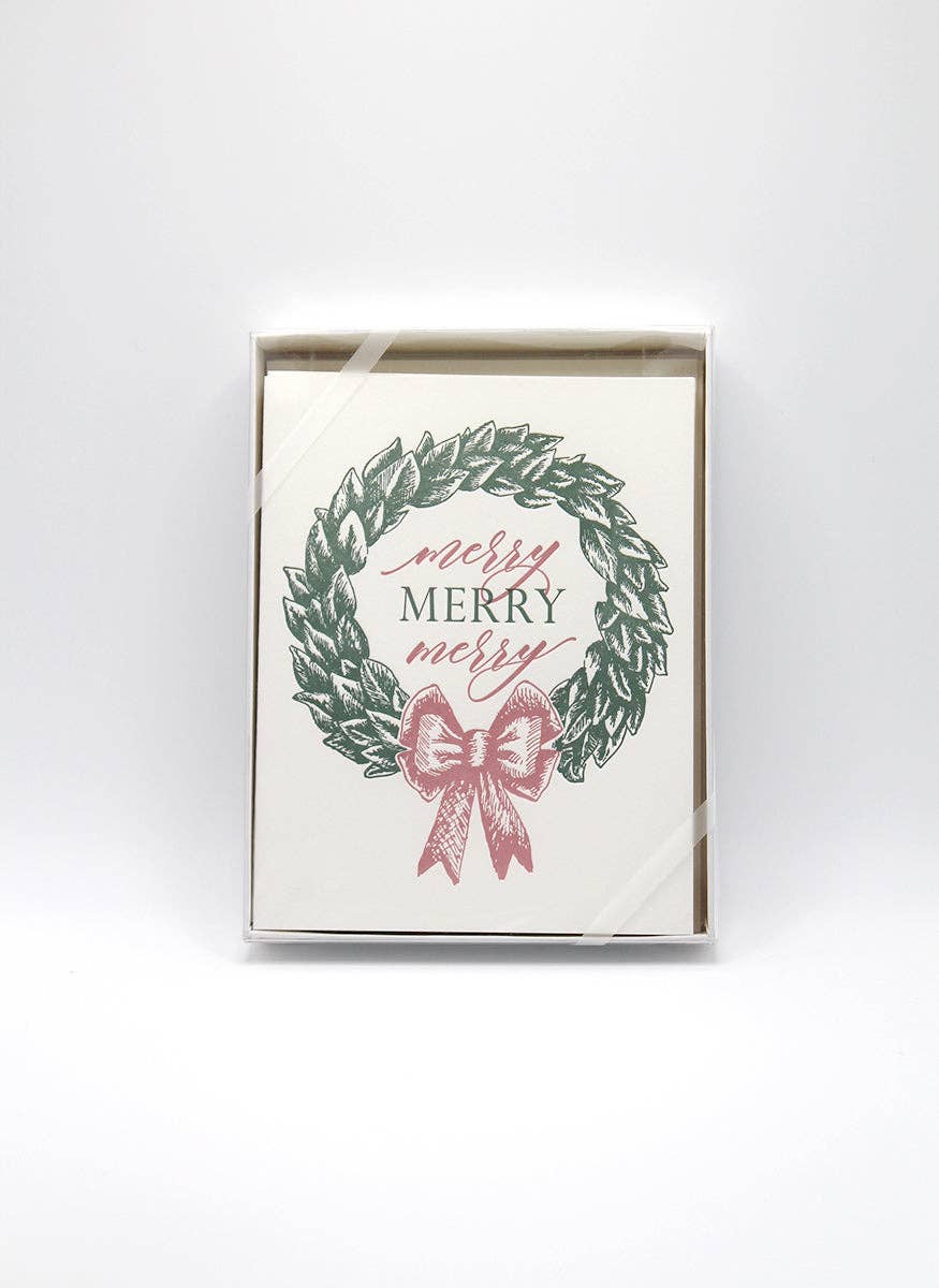 Merry Merry Merry Boxed Holiday Letterpress Cards