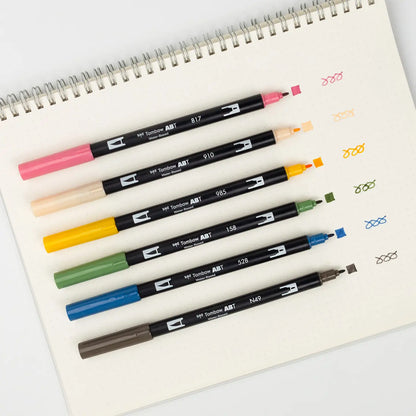 Dual Brush Pen Art Markers - Manga Illustration Flowers 6-Pack
