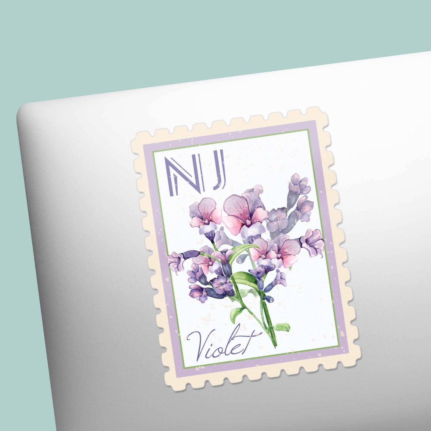 New Jersey State Flower Violet Sticker - Vintage Stamp Decal