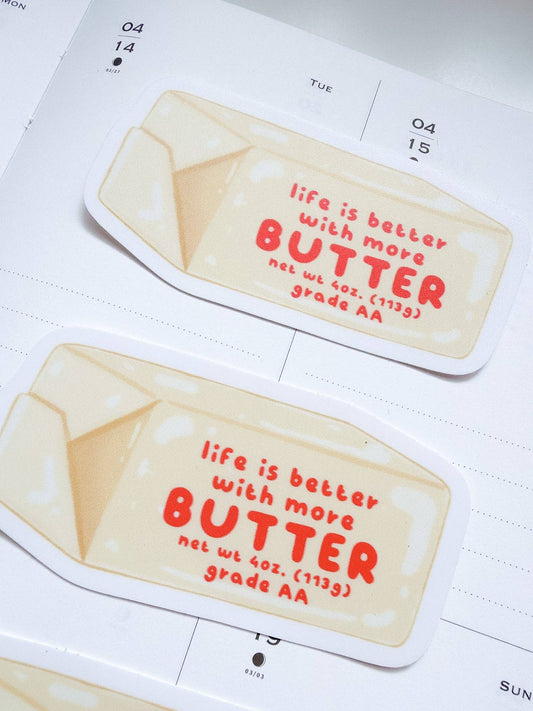 Kuboandlucy Stationery Co | Life is Better with Butter Matte Vinyl Sticker