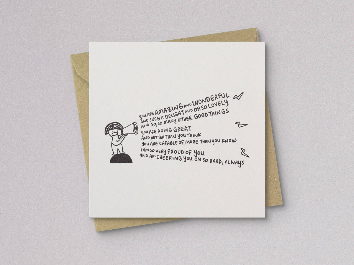Cheering You On Encouragement Card - Letterpress Printed