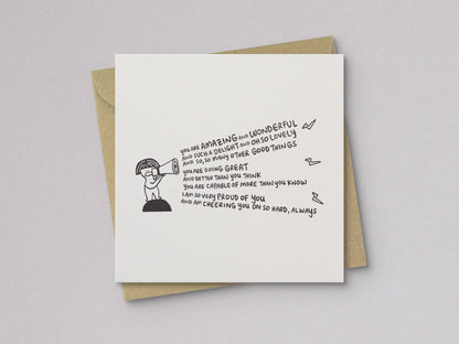 Cheering You On Encouragement Card - Letterpress Printed