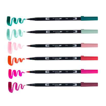 Dual Brush Pen 6-Pack Set (Very Berry)